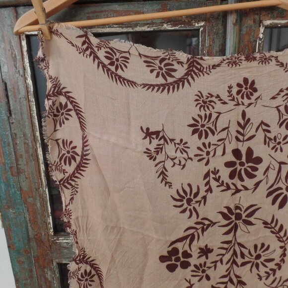 Free People Iconic Print Bandana Scarf 27" x 27" TAN with Brown Floral NWOT - Picture 4 of 8